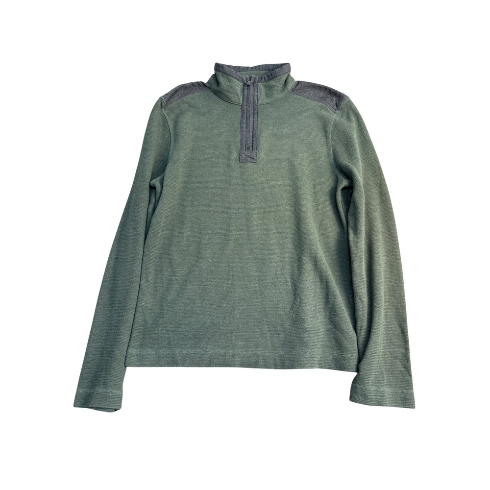 Banana Republic Mens Small Green Waffle Knit Quarter Zip Pullover Sweater